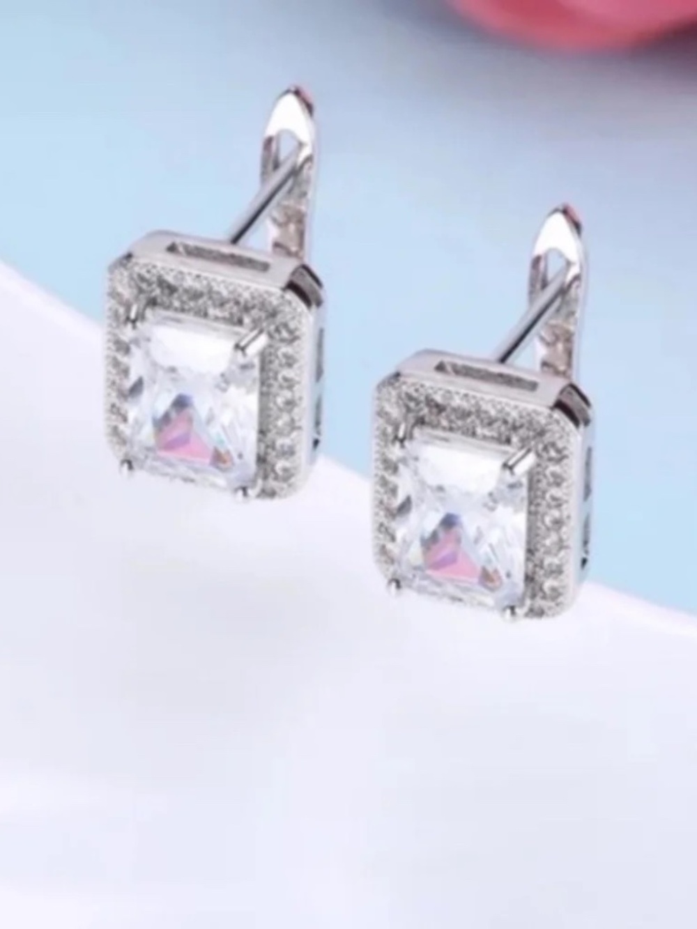 Square cubic zirconia earrings Brand new